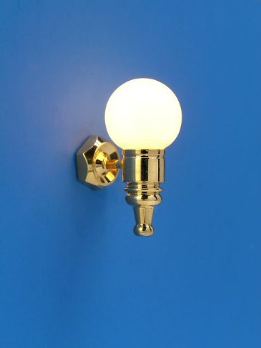 MiniMundus Wandlampe mit Kugel, Birne und Lampenschirm zum Auswechseln für das Puppenhaus