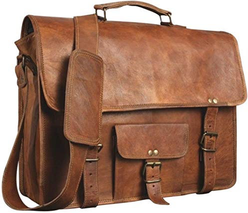 ALASKA EXPORTS Honey - Sac en Cuir pour Ordinateur Portable - Messenger en Cuir pour Homme et Femme - Mallette pour Homme - Sacoche Parfaite pour l'école et Le Travail 12 x 17 inches