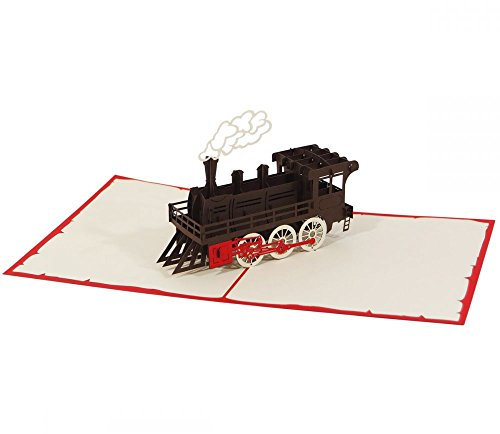 3D KARTE Dampflokomotive I Eisenbahn Pop-Up Karte als Gutschein, Geburtstagskarte, Geldgeschenk, Glückwunschkarte I Klappkarte zum Kindergeburtstag