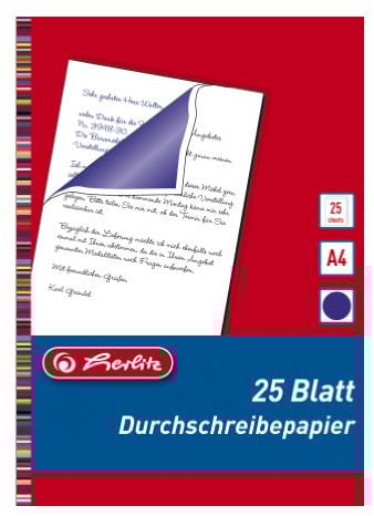 Herlitz 10303717 Durchschreibepapier für Handdurchschriften, A4, 25 Blatt blau