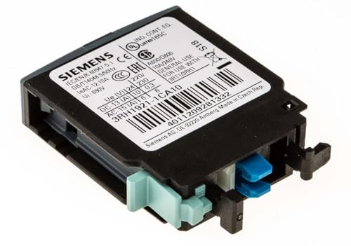 Siemens 3RH1921-1CA10 Auxiliary Switch Block, 1 NO, DIN EN50005, Screw Connection, for CONTACTORS for Switching Motors, 1-Pole, White