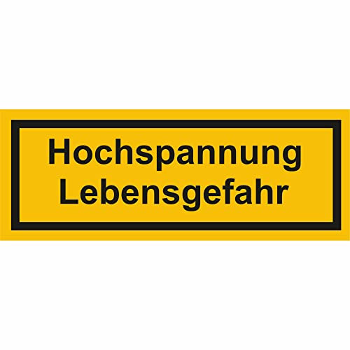Hochspannung Lebensgefahr Warnschild, selbstkl. Folie,5,20x1,80cm - selbstklebender Sicherheits Aufkleber für Tür oder Wand - Warnschild für Gebäude, Hotel, Büro, Firma, Haus, Praxis