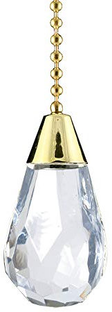 Crystal Effect Teardrop Bathroom Light Pull with Brass Pull Chain / Pull Cord Replacement