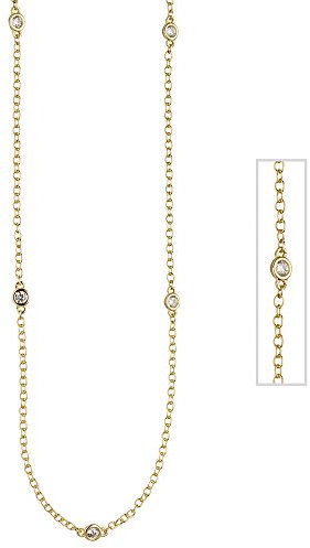 Jobo Damen Collier Halskette 925 Sterling Silber gold vergoldet 7 Zirkonia 47 cm Kette