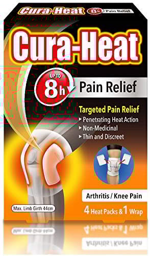 Cura-heat Arthritis Pain for Knee 4 Heat packs and 1 Wrap
