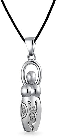 Bling Jewelry Antike Göttin Keltische Göttin Anhänger Halskette für Frauen Oxidiertes .925 Sterlingsilber Schwarze Seidenschnur