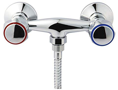 PLUMBING4HOME CHROME BATHROOM MIXER SHOWER & KIT WALL MOUNTED 2 TAPS