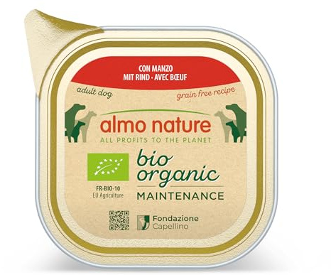 almo nature Bio Organic Maintenance Komplett Nassfutter für Hunde mit Rind, 32er Pack (32 x 100 g)