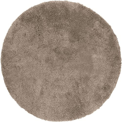 Erwin Müller Badematte, Badteppich Kefalonia rutschhemmend Taupe Größe rund: 120 cm Ø - für Fußbodenheizung geeignet, dichter, Flauschiger Floor (weitere Farben, Größen)