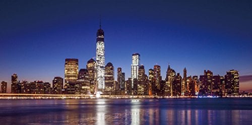 LED-Bild, Leinwandbild Leuchtbild Wandbild, Timer MVG-zertifiziert 100x50cm - One World Trade Center, flackernd