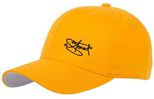 2Stoned Flexfit Cap Classic Fullcap Gold Gelb mit Stick Kindergröße Youth (53 cm - 55 cm) für Jungen und Mädchen