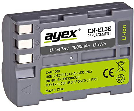 ayex EN-EL3e Akku Kompatibel mit Nikon D70 D80 D90 D100 D200 D300 D300s D700 Leistungsstark & Zuverlässig
