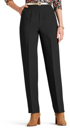 Chums Ladies Wool Touch Trousers with Elasticated Waist | Women's Timeless Classic Smart Pants with Back Comfort Panel & Slant Pockets in Crease Resistant Warm-Handle Fabric