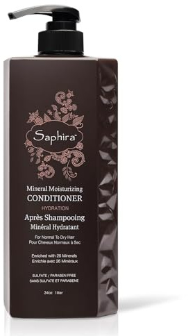 Saphira Mineral Moisturizing Conditioner, Hydrating Deep Conditioner for Dry, Damaged, Bleached and Color-Treated Hair, Sulfate-Free, Paraben-Free, Nourishes and Revitalizes Lifeless Hair, 34 Ounce