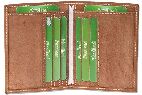 Woodland Ausweis-/Kreditkartenetui mit RFID-Blocker Schutz für 6 Kreditkarten und 4 Ausweis-/KFZ-Scheine aus Büffelleder in Cognac/Vintage