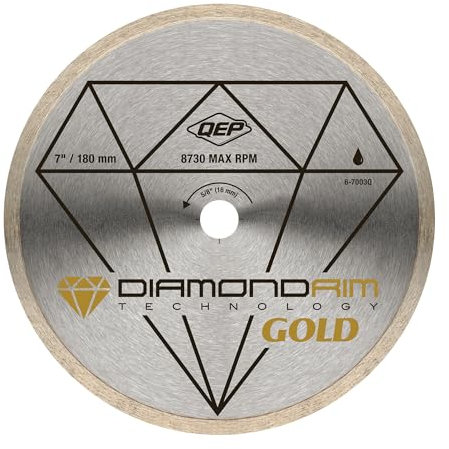 QEP 6-7003Q Continuous Rim Diamond Blade, 7-Inch Diameter, 5/8-Inch Arbor, Wet Cutting, 8730 Maximum RPM