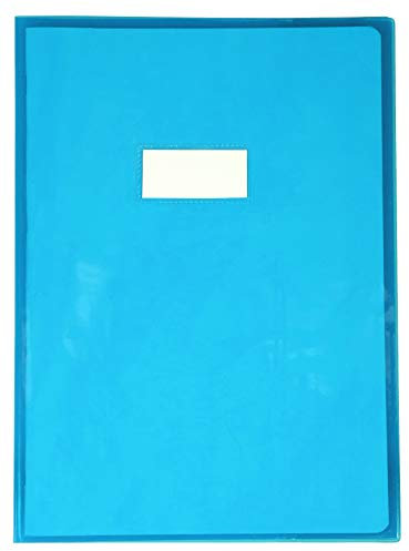 Clairefontaine 73202C - Heftumschlag Calligraphe Cristalux DIN A4 21 x 29,7 cm, glattes PVC, Etikettenhalter, Blau transparent, 1 Stück