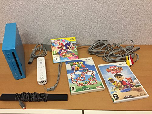 Console Wii bleue + Mario & Sonic aux Jeux Olympiques de Londres 2012 + Télécommande Wii Plus - bleu