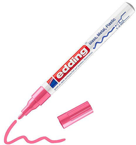 edding 751 Marqueur peinture brillante - rose - 1 feutre peinture brillante - pointe ronde 1-2mm - pour dessin, coloriage, scrapbooking - étanche, très opaque