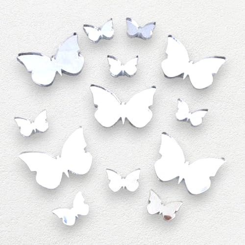 Super Cool Creations Butterfly Big Wings Mirrors Pack of 12, Six 6cm x 2.5cm & Six 3cm x 1.5cm