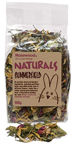 Rosewood Naturals Summerfield Salad, Small Animal Treat for Rabbits, Guinea Pigs, Chinchillas, Degus, Hamster and Gerbils, 100g