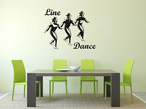 blattwerk-design Wandtattoo, Wandaufkleber - Line Dance - Dance - Tanzen - Musik (M080 Braun, 450 mm x 350 mm)