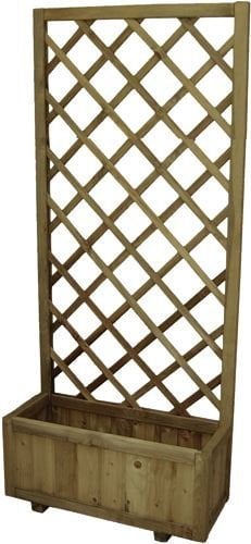 FIORIERA CON PANNELLO GRIGLIATO IN LEGNO IMPREGNATO 75x30x180H cm.