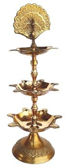 Rastogi Handicrafts Diya (Puja-Lampe) aus reinem Messing, Hindu-Puja-Artikel, Diyas, Deepak-Öllampe