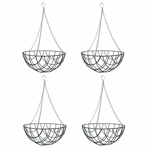 Garten Deko Hängekorb Blumenampel Grün aus Metall Ø 35cm - 4 stück