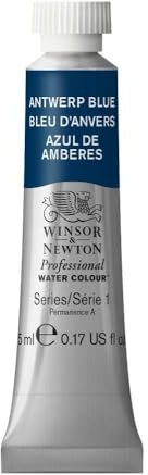 Winsor & Newton Aquarelle Professionnel - Peinture Aquarelle, Haute Luminosité, Résistante à la Lumière, Qualité Archive, Tube de 5 ML, Couleur Bleu d'Anvers