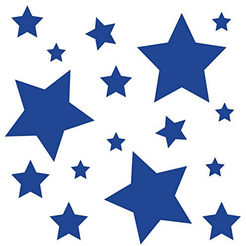 kleb-Drauf® | 18 Sterne | Blau - matt | Wandtattoo Wandaufkleber Wandsticker Aufkleber Sticker | Wohnzimmer Schlafzimmer Kinderzimmer Küche Bad | Deko Wände Glas Fenster Tür Fliese