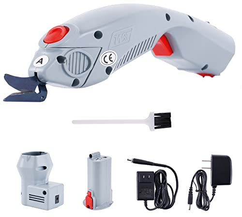 MXBAOHENG WBT-1 Electric Fabric Cutter 3.6V Rechargeable 0-8mm Electric Scissors for Cutting Fabric/Carpet/Leather/Rubber/Paperboard (One Battery & A Cutter Head)