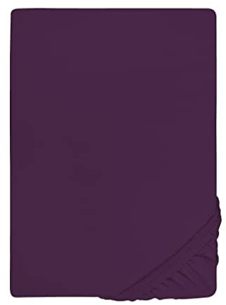 biberna 0077144 Spannbetttuch Feinjersey (Matratzenhöhe max. 22 cm), gekämmte Baumwolle, superweich 1x 180x200 cm > 200x200 cm dunkelviolett