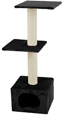 Karlie 34302 - Rascador Gato de Felpa y Hilo, 35 x 42 x 103 cm, Negro y Beige