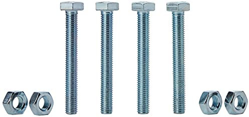 Bulk Hardware BH02769 Bullone a Testa Esagonale Semplice, M10, 75 mm, Bianco, Set di 4