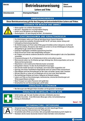 LEMAX® Maschinenbetriebsanweisung Leitern und Tritte,Kunststoff,210x297mm