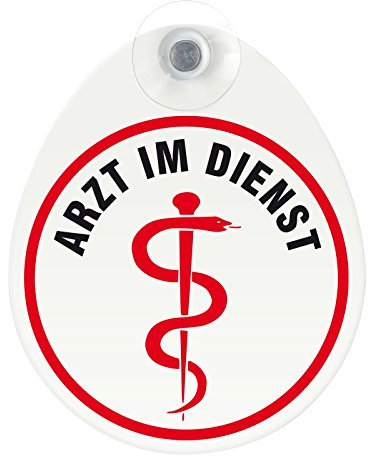 Schild, Autoschild Arzt im Dienst mit Saugnapf, 1,5mm wetterfestes Material 100 x 120 mm groß, von innen oder außen GREEN