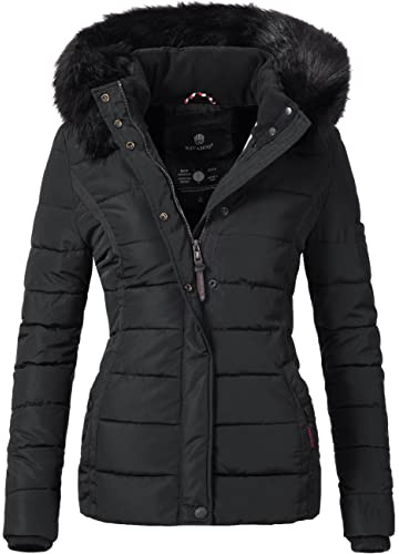 Navahoo Damen Winterjacke Steppjacke Miamor mit Kunstfellkapuze