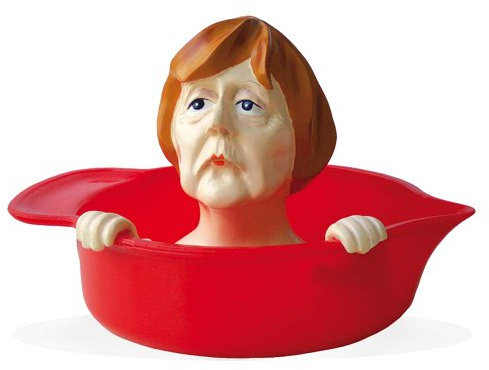 Zitronenpresse ''Angie'' aus stabilem Gießharz, handbemalt, lebensmittelechten Farben - Squeeze it! Ø 12 cm, Höhe 10 cm • 40580 ''Angela Merkel Zitronenpresse'' von Inkognito • Künstler: • Weihnachtliches • Küche & Frühstück • Haushalt • Dies + Das