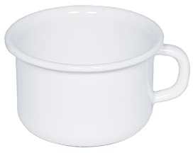 Riess, 0299-033, Kaffeeschale Ø 10cm, WEISS, Emaille, Vol. (rec.): 0,4 Liter, Made in Österreich, LBH: 13,5x11,6x7,2cm, Deckel, Induktionskocher kompatibel, Gasherd geeignet, Elektroherd geeignet