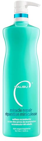 Malibu C Miracle Repair Hair Reconstructor - Nourishing Treatment for Weak, Damaged Strands - Flax Protein & Vitamin B5 for Moisture (33.8 oz)