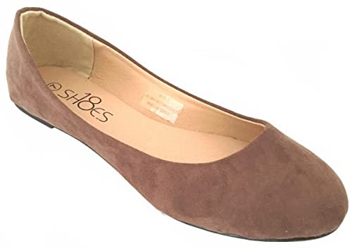 Shoes 18 Womens Classic Round Toe Ballerina Ballet Flat Shoes 8600 Brown Micro UK 5