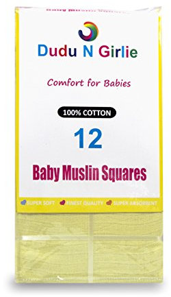 DuDu N Girlie Baby Mullwindeln 100% Baumwolle, superweich, hergestellt in EU, Gelb