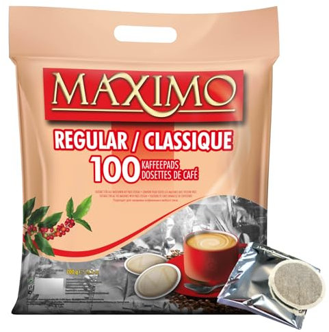 MAXIMO| 100 Dosettes de café compatibles SENSEO® | Emballage individuel pour une meilleure conservation et une hygiène irréprochable (1, Classique)