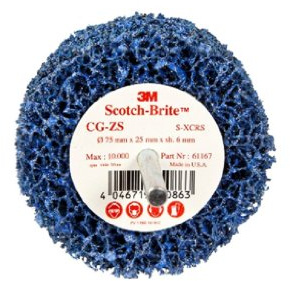 Roue abrasive non tissée 3M Scotch-Brite Clean and Strip CG-ZS, 150 x 25 x 8 mm, Grain Extra gros, Bleu