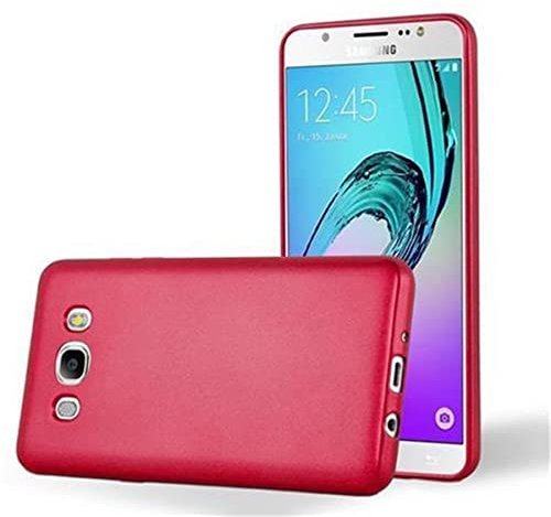 Cadorabo Funda para Samsung Galaxy J7 2016 en Metallic Rojo - Cubierta Proteccíon de Silicona TPU Delgada e Flexible con Antichoque - Gel Case Cover Carcasa Ligera