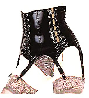 Honour Lack Straps Unterbrust Corsage Schwarz - Gothic, Frauen, Erwachsen, Lack Liebhaber, Gothic Freunde