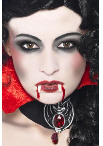 Smiffys Set de maquillaje de vampiro, con colmillos, esponja, pintura para la cara y sangre en un tubo