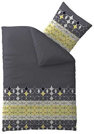 aqua-textil Concept Bettwäsche 155 x 220 cm Mikrofaser Bettbezug Finya Ornamente Grau Gelb