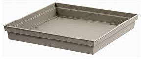 EDA - Soucoupe Carrée TOSCANE 32,6 x 32,6 x 4,9 cm - pour Pots de Fleurs Carrés TOSCANE 39 x 39 cm - Taupe